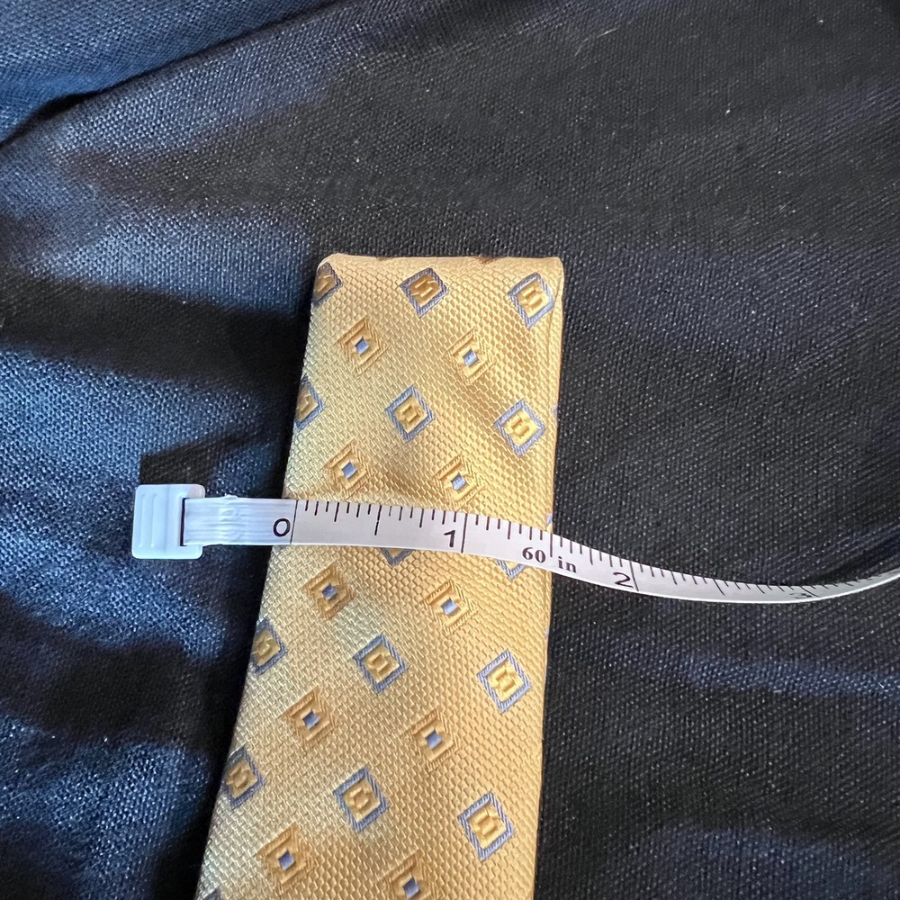 Brooks Brothers Silk Neck‎ Tie Yellow Geometric Blue & Yellow Squares - Picture 9 of 11